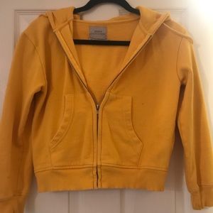 yellow cropped zip up jacket